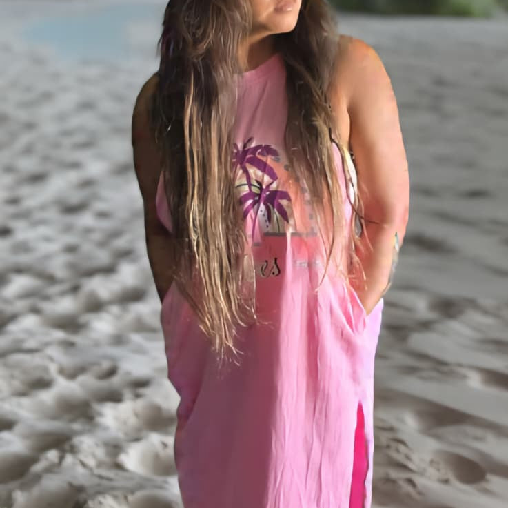 Salty Vibe T-Shirt Dress With Side Pockets